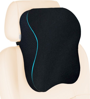 Sleepsia Black Polyester Car Pillow Cushion for Universal For Car(Rectangular, Pack of 1)