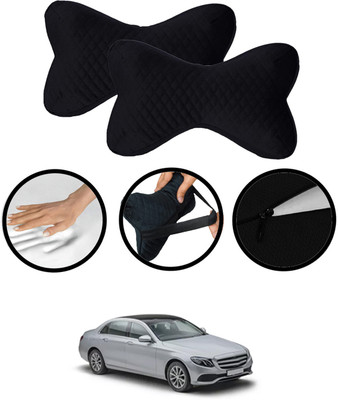 RKPSP Black Velvet Car Pillow Cushion for Mercedes Benz(Rectangular, Pack of 1)