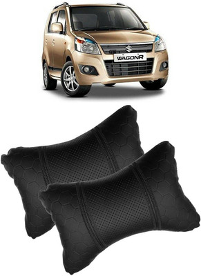 SHOOLIN Black Leatherite Car Pillow Cushion for Universal For Car(Rectangular, Pack of 2)