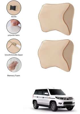MATIES Beige Velvet Car Pillow Cushion for Mahindra(Contemporary, Pack of 1)