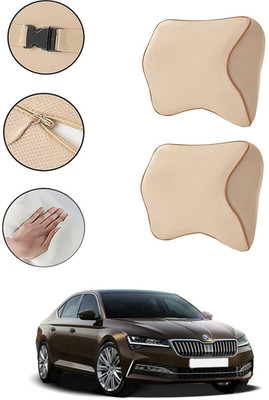 AYW Beige Memory Foam Car Pillow Cushion for Skoda(Contemporary, Pack of 1)