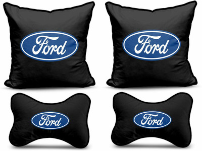 kioni Black Polyester Car Pillow Cushion for Ford(Square, Pack of 4)