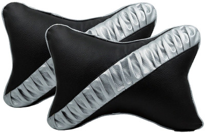The StyleNook Grey, Black Leather Car Pillow Cushion for Universal For Car(Rectangular)