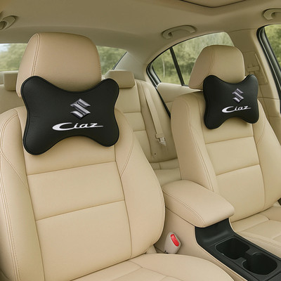 Zoom Trade Black Polyester Car Pillow Cushion for Maruti Suzuki(Oval, Pack of 2)