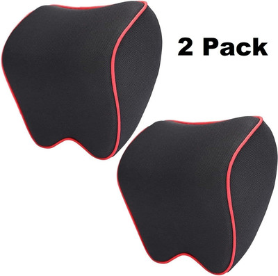 varnirajimportexport Black Memory Foam Car Pillow Cushion for Universal For Car(Square, Pack of 2)