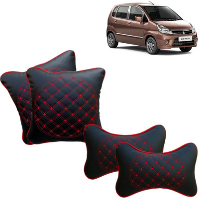 aksmit Black, Red Leatherite Car Pillow Cushion for Maruti Suzuki(Rectangular, Pack of 4)
