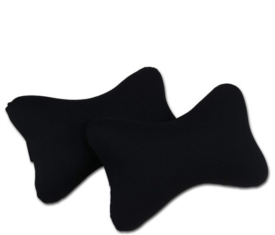 Edylinn Black Velvet Car Pillow Cushion for Universal For Car(Rectangular, Pack of 2)