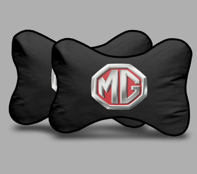 MeeFactory Black Polyester Car Pillow Cushion for MG(Rectangular, Pack of 2)