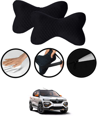 RKPSP Black Velvet Car Pillow Cushion for Renault(Rectangular, Pack of 2)