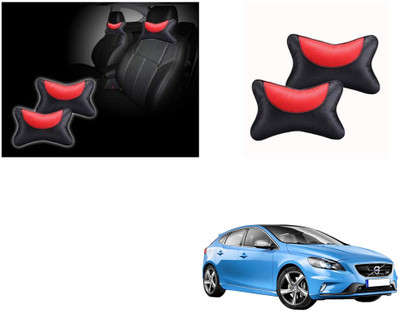 Automotive Prist Black, Red Leatherite Car Pillow Cushion for Volvo(Rectangular, Pack of 2)