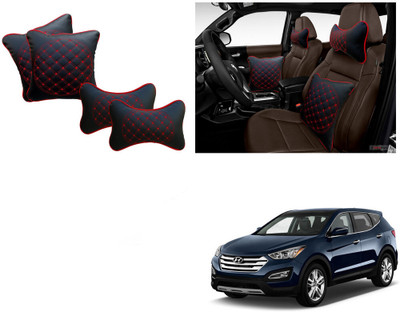 Automotive Prist Black Leatherite Car Pillow Cushion for Hyundai(Rectangular, Square, Pack of 4)