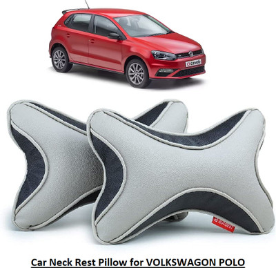 AUTOFIT Grey, Black Leather Car Pillow Cushion for Volkswagen(Rectangular, Pack of 2)