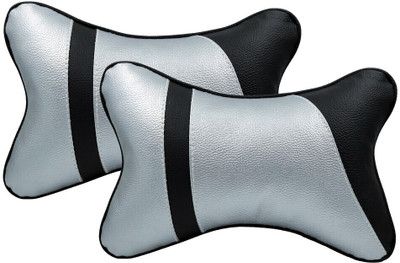 The StyleNook Grey, Black Leather Car Pillow Cushion for Universal For Car(Rectangular)