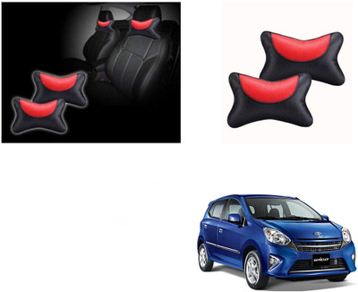 Automotive Prist Black, Red Leatherite Car Pillow Cushion for Toyota(Rectangular, Pack of 2)