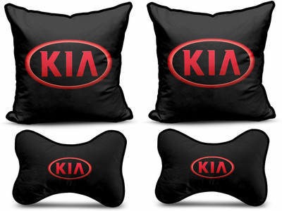 kioni Black Polyester Car Pillow Cushion for Kia(Square, Pack of 4)