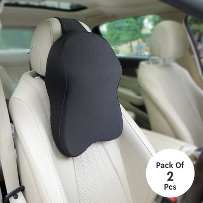 Spotview Black Nylon Car Pillow Cushion for Universal For Car(Rectangular, Pack of 2)