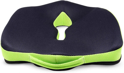 BuyAlly Black, Green Memory Foam Car Pillow Cushion for Universal For Car(Rectangular, Pack of 1)