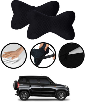 RKPSP Black Velvet Car Pillow Cushion for Mahindra(Rectangular, Pack of 2)