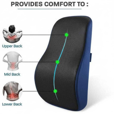 Snug Stuff Orthopedic Back Support Pillow for Office Chair & Car Seat Posture Corrector(Blue, Black)