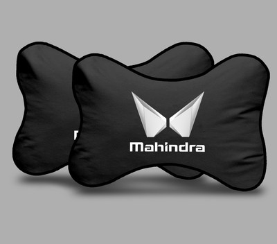 MeeFactory Black Polyester Car Pillow Cushion for Mahindra(Rectangular, Pack of 2)