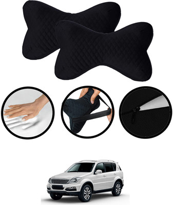 ABJD Black Velvet Car Pillow Cushion for Mahindra(Rectangular, Pack of 2)