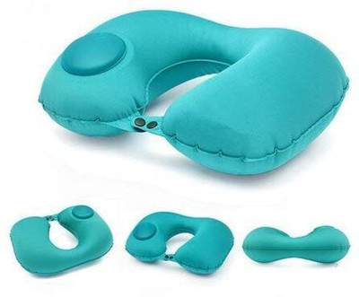 BHAVRUTT Blue Nylon, Memory Foam Car Pillow Cushion for Universal For Car(Oval, Pack of 1)