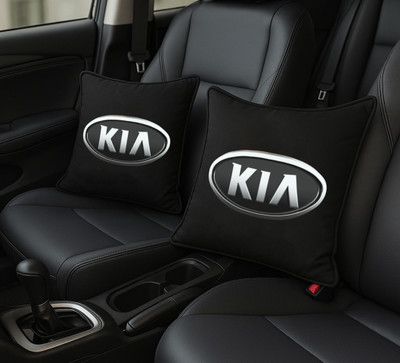 Zoom Trade Black Polyester Car Pillow Cushion for Kia(Square, Pack of 2)