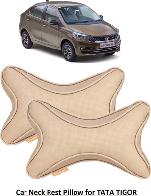 AUTOFIT Beige Leather Car Pillow Cushion for Tata(Rectangular, Pack of 2)