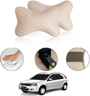 MSNP Beige Fabric Car Pillow Cushion for Mahindra(Rectangular, Pack of 2)