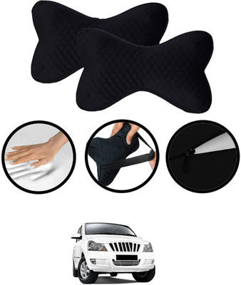 ABJD Black Velvet Car Pillow Cushion for Mahindra(Rectangular, Pack of 2)