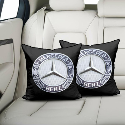 kioni Black Polyester Car Pillow Cushion for Mercedes Benz(Square, Pack of 2)