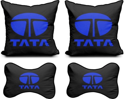 Anil Enterprises Black Polyester Car Pillow Cushion for Tata(Rectangular, Pack of 4)