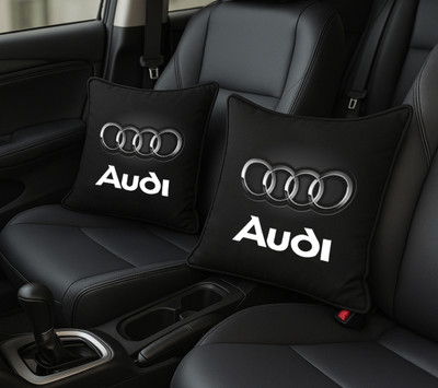 Zoom Trade Black Polyester Car Pillow Cushion for Audi(Square, Pack of 2)