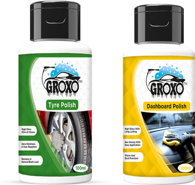 GROXO Liquid Car Polish for Dashboard, Leather, Tyres, Bumper(200 ml, Pack of 2)