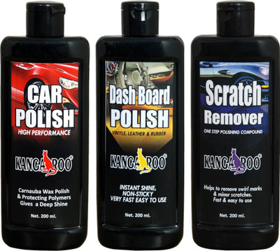 KANGAROO Liquid Car Polish for Dashboard, Exterior, Bumper, Leather(600 ml, Pack of 3)