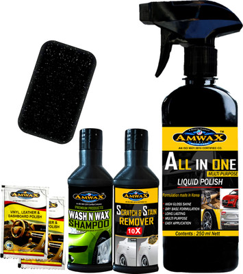 amwax Liquid Car Polish for Exterior, Headlight, Metal Parts, Dashboard, Tyres(350 ml)