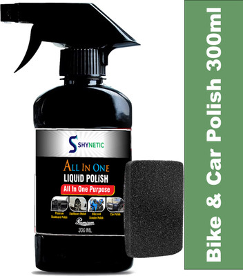 Shynetic Liquid Car Polish for Bumper, Chrome Accent, Dashboard, Exterior, Headlight, Leather, Metal Parts, Tyres(300 ml)