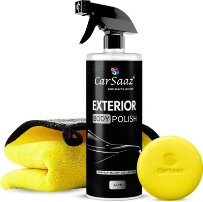 Carsaaz Liquid Car Polish for Bumper, Metal Parts, Exterior, Chrome Accent, Tyres(1 L, Pack of 3)