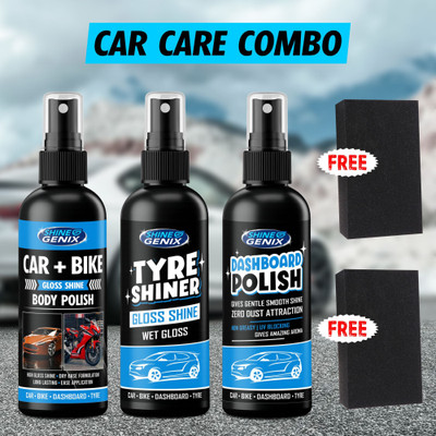 Shine Genix Liquid Car Polish for Chrome Accent, Dashboard, Windscreen, Headlight, Exterior, Tyres(300 ml, Pack of 3)