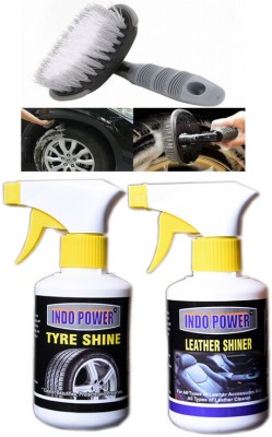 INDOPOWER LC998-TYRE SHINER GUN 250ml.+LEATHER SHINER GUN 250ml.+All Tyre Cleaning Brush BAALCC1001 Vehicle Interior Cleaner(600 g)