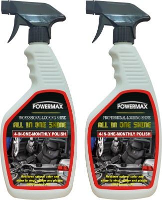 POWERMAX Liquid Car Polish for Dashboard, Leather, Tyres, Bumper, Exterior(500 ml, Pack of 2)