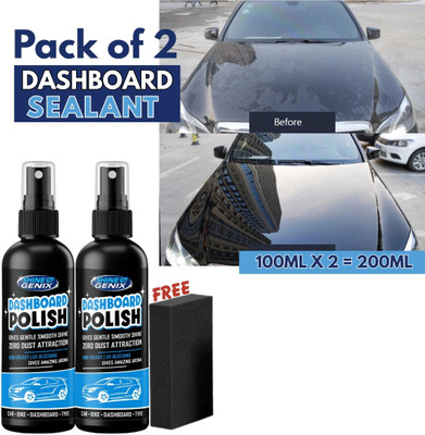 Shine Genix Liquid Car Polish for Bumper, Dashboard, Chrome Accent, Windscreen, Leather(200 ml, Pack of 2)