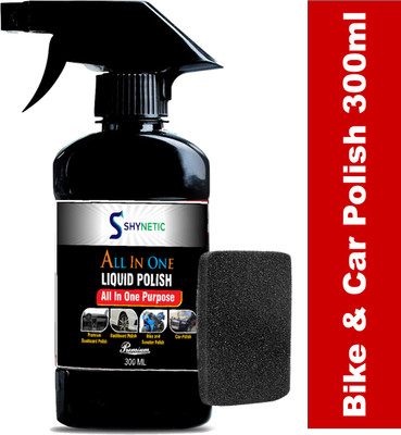 Shynetic Liquid Car Polish for Bumper, Chrome Accent, Dashboard, Exterior, Headlight, Leather, Metal Parts, Tyres(300 ml)