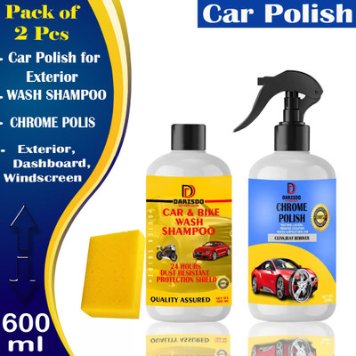 Darisdo Liquid Car Polish for Exterior, Dashboard, Windscreen, Chrome Accent(600 ml, Pack of 2)