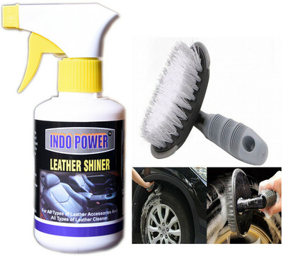 INDOPOWER LC967-LEATHER SHINER GUN 250ml.+All Tyre Cleaning Brush BAALCC970 Vehicle Interior Cleaner(350 g)