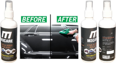 M3CARE Liquid Car Polish for Metal Parts, Leather, Windscreen, Leather, Bumper, Chrome Accent, Dashboard, Exterior(600 ml, Pack of 3)
