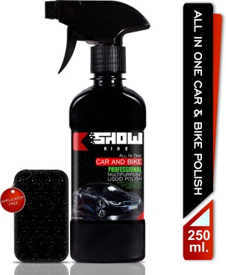 SHOWRIDE Liquid Car Polish for Bumper, Chrome Accent, Dashboard, Exterior, Headlight, Leather, Metal Parts, Tyres(250 ml, Pack of 1)
