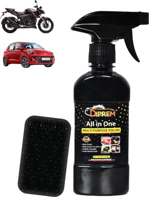 DIPREM Liquid Car Polish for Metal Parts, Exterior, Dashboard, Headlight, Leather, Metal Parts, Tyres, Windscreen(250 ml)