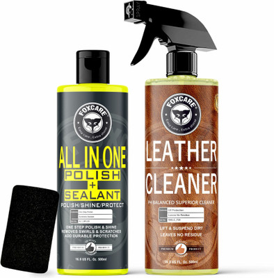 FOXCARE Liquid Car Polish for Exterior, Dashboard, Metal Parts, Tyres, Leather, Headlight, Chrome Accent(1000 ml, Pack of 2)