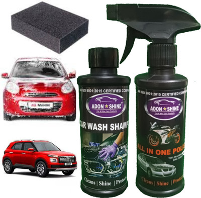 ADON SHINE Liquid Car Polish for Dashboard, Bumper, Exterior, Chrome Accent, Leather, Tyres, Metal Parts(500 ml, Pack of 2)